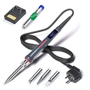 Lötkolben Set 200W 220V, Lötkolben mit LED Anzeige, 6 in 1 Lötset mit Temperatur einstellbar 180-480°C, 3 Lötspitzen, Lötkolbenständer, Lötzinn, Lötkolben für das Löten von großen Elektronikbauteilen