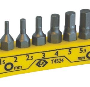 C.K Schraubendreher Bit Set | Sechskant | Hexagon | 8-teilig | 25 mm | mit Halterung | T4524 -