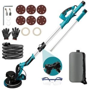 Giraffenschleifer, 1250 W, Wand- und Deckenschleifer, mit Staubsauger für Giraffen, Trockenbau, 1800 U/min, LED-Beleuchtung, Teleskopgriff, für Anfänger/professionelle Schleifarbeiten (blau)