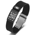 Medizinischen Alarm ID Armbänder für Männer Frauen mit QR-Code - Silikon wasserdicht Armband passt Handgelenke bis zu 9'' - mehr Platz sparen medizinische ID Alarm Info