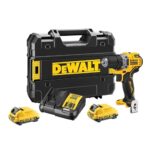 DEWALT 12 Volt XR bürstenloser Akku-Bohrschrauber, inkl. 2x 2 Ah Li-Ion Akkus, 2A Ladegerät, Gürtelclip, T-STAK Box, DCD701D2-QW