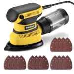 Enventor Deltaschleifer 210W, Schleifmaschine, Electric Orbital Schleifer mit 16 Schleifblätter, 15000 U/min, Klettfix-System, Staubsaugbeutel, Multischleifer für Ecke & Kante, Holz & Metal