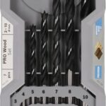 Bosch 7x PRO Wood Holzspiralbohrer-Set (für Weichholz, Hartholz, Ø 3,0, 4,0, 5,0, 6,0, 7,0, 8,0, 10,0 mm, Professional Zubehör Bohrmaschine/Schrauber)