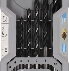 Bosch 7x PRO Wood Holzspiralbohrer-Set (für Weichholz, Hartholz, Ø 3,0, 4,0, 5,0, 6,0, 7,0, 8,0, 10,0 mm, Professional Zubehör Bohrmaschine/Schrauber)