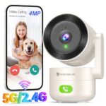SYMYNELEC 2K Überwachungskamera Innen 360°, 5GHz/2,4GHz WLAN Überwachung mit KI Bewegungserkennung IR Nachtsicht, 4MP IP Security Kamera Indoor für Haustier, Hunde, Babyphone Kompatibel mit Alexa