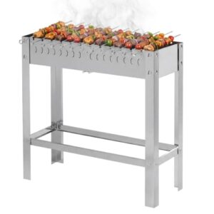 METRO Professional Holzkohlegrill Karasu, Edelstahl, 31 x 81 x 80 cm, rechteckig, mit 12 Edelstahlspießen, silber