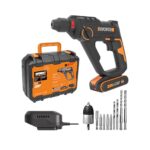 WORX WX391 Akku-Bohrhammer 20V, 13 mm Bohrleistung, 1150 U/min, 6400 bpm, 1.2 J Schlagenergie, inkl. PowerShare Akku & Ladegerät (leicht & ergonomisch für präzises Bohren & Hammerbohren)
