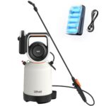 Litheli 5L Akku Drucksprüher 26 PSI, 20V Batterie Sprühgerät für Haushalt, Garten, Fahrzeug- & Teppichreinigung, kabellos, ergonomisch, Weiß