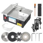 EFUTURETIME 120 W Mini Tischkreissäge mit 4 Kreissägeblätt | Stufenlos Einstellbares Netzteil | Aluminiumlegierung | 0–10 mm Schnitt | Multifunktionale Table Saw zum Basteln & Modellbau