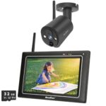 SecuFirst Überwachungskamera Aussen Kit mit Innen Monitor, 7" Touchscreen mit 2TB Erweiterbarer Speicher, Arbeiten ohne WLAN,2K Kamera Überwachung Outdoor,32GB Lokal Speicher.