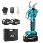 SEESII Akku Astschere 40 mm – Elektrische Gartenschere mit 2 * 4000 mAh Akkus, SK5-Klinge, Bürstenlosem Motor, LCD-Anzeige, Für Obstgärten, Landschaftspflege und Professionelle Gartenarbeiten, CS440