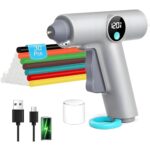Heißklebepistole Akku, Heissklebepistole Klebepistole Kabellos Schnelles Aufheizen mit 30pcs Heißklebesticks 7mm, Type-C Aufladung für Geschenk Schule DIY Handwerk und Reparieren in Haus & Büro