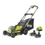 RYOBI 18 V ONE+ Akku-Rasenmäher RY18LMX40C-240 – 40 cm Schnittbreite, inkl. 2× 4,0 Ah Akkus & Ladegerät, bürstenloser Motor, für größere Rasenflächen