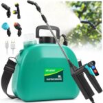 SYLSTAR Drucksprüher 8L, 3 Sprühgeschwindigkeiten Akku Drucksprüher mit 4 Verstellbaren Düsen, 7.4V Stärkerer Elektrischer Pflanzensprüher und 60cm Teleskopstab für Gartenspritze, Unkrautspritze