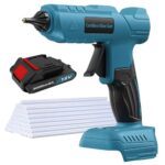 Akku-Klebepistole mit 3,0Ah Akkus, 18V Akku-Heißschmelzpistole Ersatz für Makita Akkus, ideal für Reparaturen, Basteln, Heimwerken (mit 10x 11mm-Klebestiften)