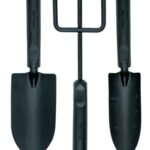 Fiskars Gartenwerkzeuge-Set, 3-teilig, Blumenrechen, Blumenkelle, Pflanzkelle, Rostfreier Stahlkopf/Kunststoff-Griff, Schwarz/Orange, Ergo, 1027681