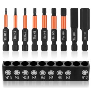9 Stück Hex Bits, Hex Sechskant Schraubendreher Bits Set, Hex Innensechskant Schraubendreher Bit Set Lang 50mm, Magnetische Schlagschrauber Bitsatz für Akkuschrauber(H1,5/2/2,5/3/4/5/6/8/10)