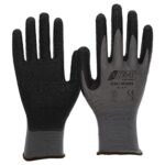 NITRAS Nylotex 3520 Nylon-Latexhandschuhe Arbeitshandschuhe 12 PAAR, Grau/Schwarz, 8/L, 24 Stück (1er Pack)