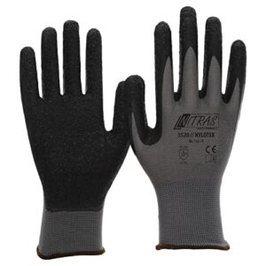 NITRAS Nylotex 3520 Nylon-Latexhandschuhe Arbeitshandschuhe 12 PAAR, Grau/Schwarz, 8/L, 24 Stück (1er Pack)