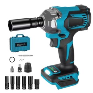 Akku Schlagschrauber Kompatibel mit Makita 18V Batterie, 700 Nm 1/2 Zoll Bürstenloser Schlagschrauber Akku Schraubenschlüssel mit 6 Stecknüsse für Auto Reifenwechsel (ohne Akkus und Ladegerät)