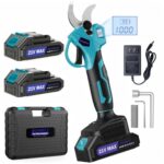 SOARFLY Akku Astschere, Akku Gartenschere mit 2x2000mAh Batterien, 35mm Maximaler Schnittdurchmesser, Brushless Motor mit LCD Display und Energiesparfunktion für Garten und Obstbäume (Blau)