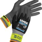 Uvex phynomic XG, 5 Paar - Montagehandschuh, Schutzhandschuh, Arbeitshandschuh - extra grip, wiederstandsfähig & feinfühlig - schwarz, grau - Größe 09/L
