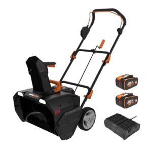 WORX WG471E Nitro Akku-Schneefräse 40V – Brushless Motor – 51cm Arbeitsbreite – bis zu 25cm Schneehöhe geeignet - 180° drehbare Auswurfkanal – 6m Wurfweite – LED-Licht – inkl. 2x4Ah Akkus & Ladegerät