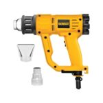 Dewalt 1.800 Watt Heißluftpistole D26411 (Temperatur 50-400/600°, Luftdurchsatz: 250/450 l/min, mit Flächen- und Reduzierdüse, sichere vertikale Standposition zum stationären Einsatz)