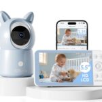 CZEview Babyphone mit Kamera 2.5K & 5.5-Zoll-HD-Großbildschirm, Nachtsicht, 360° WLAN Video Babyfon mit App, Musik & Buntes Nachtlicht, Intelligente Erkennung (Blau (1 Artikel))