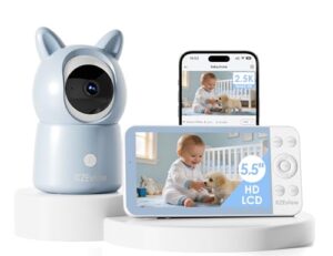CZEview 2.5K WLAN-Babyphone mit 5,5" HD-Monitor, 360° Kamera & App-Steuerung (Blau)