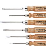 Wiha Schlitz/Phillips-Schraubendreher-Satz mit Rundklinge und Schlüsselhilfe, 6-tlg. Buchenholzgriff (162HK6SO)