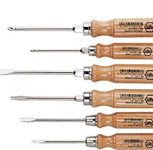 Wiha Schlitz/Phillips-Schraubendreher-Satz mit Rundklinge und Schlüsselhilfe, 6-tlg. Buchenholzgriff (162HK6SO)