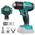 Akku Heißluftgebläse für Makita 18V, 50°C-550°C Einstellbarer Manuelle Heißluftpistole mit Digitalem LCD-Display, 4 Edelstahldüse für DIY, Basteln, Schrumpffolie, Abziehen von Farbe(ohne Akku)