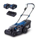 Scheppach Akku Rasenmäher BC-MP430-X | 43cm Schnittbreite | für 600-700m² | 50L Korb | Schnitthöhe 25–75mm | Brushless | 20V-IXES-Serie | 10 Jahre Garantie | 2X 4Ah Akku & Fastcharge Doppelladegerät