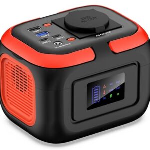 SinKeu Tragbares Powerstation 97Wh, 26400mAh Mini Generator mit 120W 230V AC Steckdose, 12V DC, USB Ports für Handy Laptop, Mobiler Stromversorgung Akku für Camping Reise Notfall(ohne Solarpanel)