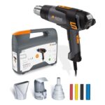 Steinel Heißluftpistole HM 2320 E Set, inkl. Düsen und Schrumpfschläuche, 2300 W Profi-Heißluftfön, 80°-650°C, LCD Display, Keramikheizung