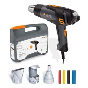 Steinel Heißluftpistole HM 2320 E Set, inkl. Düsen und Schrumpfschläuche, 2300 W Profi-Heißluftfön, 80°-650°C, LCD Display, Keramikheizung