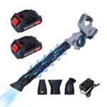 Laubbläser Akku 260 km/h, 21V Akku Laubbläser, Akku Gebläse mit 2 * 1500 mAh Batterie und Ladegerät, 3-Gang Geschwindigkeit und 3 Blasdüsen, 17000RPM Laubbläser mit akku und ladegerät