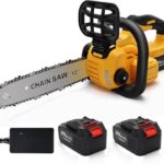 12-Zoll-Akku-Kettensäge, elektrische 1200-W-Kettensäge mit 2x4,0-mAh-Akkus und 1x Schnellladegerät, handgeführte bürstenlose Kettensägen mit automatischer Kettenschmierung und Kettenbremse