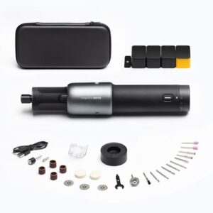 HOTO Akku Multifunktionswerkzeug 4V, 35 Drehwerkzeug Zubehörset, 2000mAh Rotationswerkzeug 5 Gang, Drehzahl 5000-25000 U/min, Typ-C, LED Ringlicht Schnitzen/Gravieren/Schleifen/Schneiden/Polieren