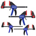 WORKPRO Einhandzwingen Set 4 Stück Schraubzwingen Spanner, Spannweite 120mm/150mm, Dehnbereich 200mm/285mm, Spannkraft 23kg/68kg, Stahl und Nylon für präzises Fixieren