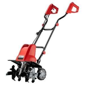 Wiltec Elektro Gartenhacke 1500 W mit 400 U/min, elektrische Gartenfräse mit 220 mm Arbeitstiefe, Motorhacke mit 24 Klingen, Bodenfräse auf Rädern