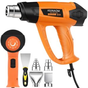 Heißluftpistole 2000W AIUNAOM Heißluftfön 9 einstellbare Temperaturstufen 50℃- 650℃ Heissluftgebläse mit 5 Zubehör Überlastschutz Geeignet zum Heizen, Schweißen und Auftauen
