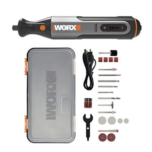 WORX 8V WX106 Multifunktionswerkzeug mit 23 Zubehörteilen, anpassbarer Drehzahleinstellung von 5000 bis 28000 U/min, 3,2 mm Abmessung, USB-Aufladung zum Schleifen, Gravieren, Schneiden, Bohren usw