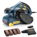 Enventor 950W Bandschleifer, 6 Geschwindigkeitsstufen (120–380 m/min), 2-in-1 Tischschleifer mit Staubbeutel und 12 Schleifbändern (P80, P120, P180,P240), 76 x 533 mm