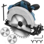 Professional Kreissäge kompatibel mit Makita 18 V Akku mit 2 Sägeblättern (185mm), Schnitttiefe: 64mm, Handkreissäge, Akku-Kreissäge Bürstenlose Säge mit Einstellbarer Schnittwinkel Tiefe für Holz