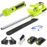 VOERJIA 20-Zoll Heckenschere Akku, 2 x 2000 mAh Akku Heckenschere, 21V Heckenschere Elektrisch, 50CM Dual Action Klinge, 750W Heckenschneider für Garten, Sträucher und Randpflanzen