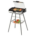 Cloer 6720 Barbecue-Grill mit Aluminium-Druckgussplatte, Antihaftbeschichtet, Glasdeckel, 2200 Watt, Grillfläche: 29 Barbecue-Grill, silber, schwarz