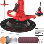Putzglättmaschine, 2 in1 1680W Betonmischer Elektrische Wandglättmaschine mit Teleskopstange 6 Geschwindigkeit Ø 380mm Schleifscheibe LED Beleuchtungs Betonzementmörtelkelle Putzmaschine Betonglätter