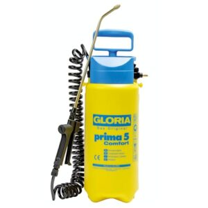 GLORIA Drucksprüher prima 5 Comfort | 5 L Gartenspritze mit Spiralschlauch & Kompressoranschluss | Komfort Drucksprühgerät für Pflanzenschutz, Gartenpflege, Düngung & Unkrautbekämpfung